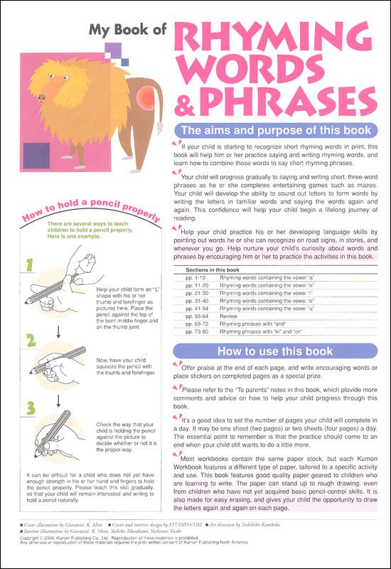 KUMON My Book of Rhyming Words & Phrases